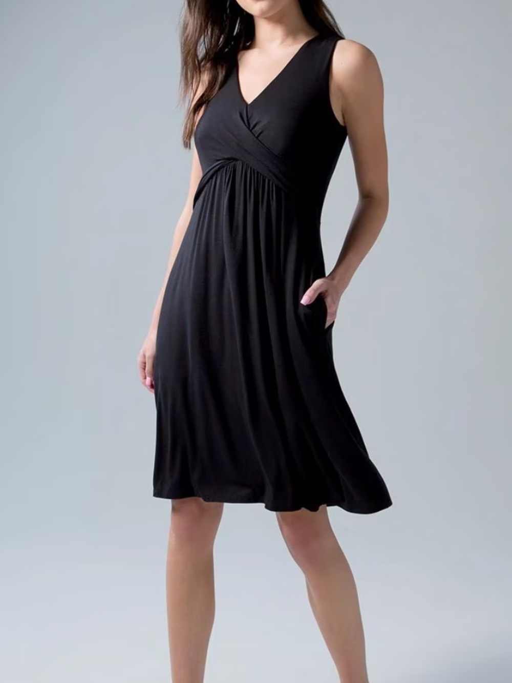 Soma WKND bra dress twist front XXL black solid knit sleeveless knee length